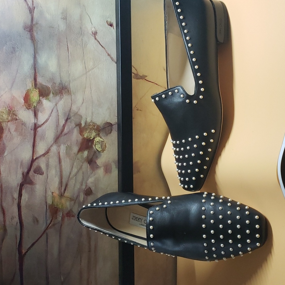Jimmy Choo Black Studded Flats - Picture 4 of 9
